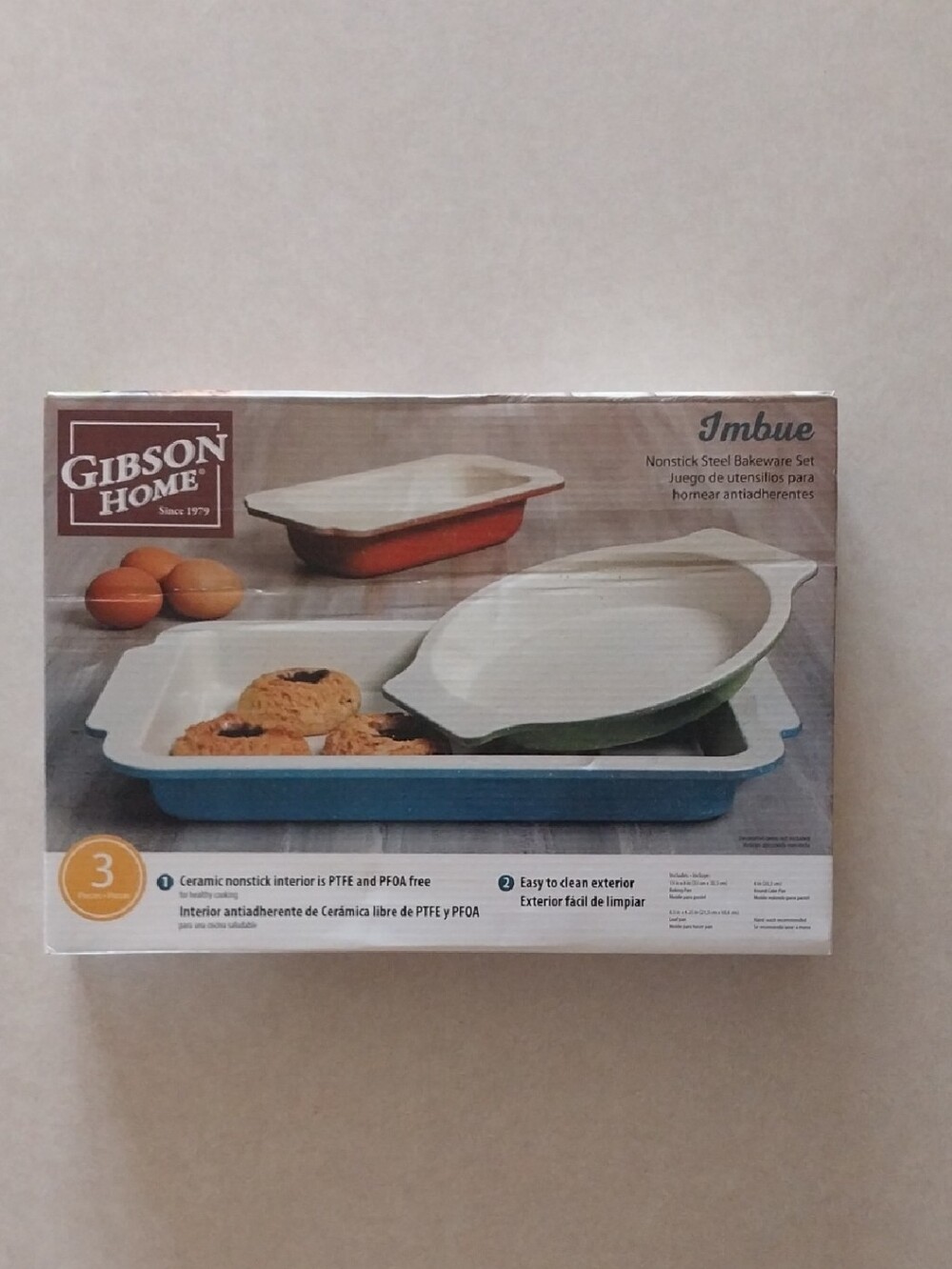 NIB - Gibson Home Imbue 3-Piece Nonstick Steel Bakeware Set